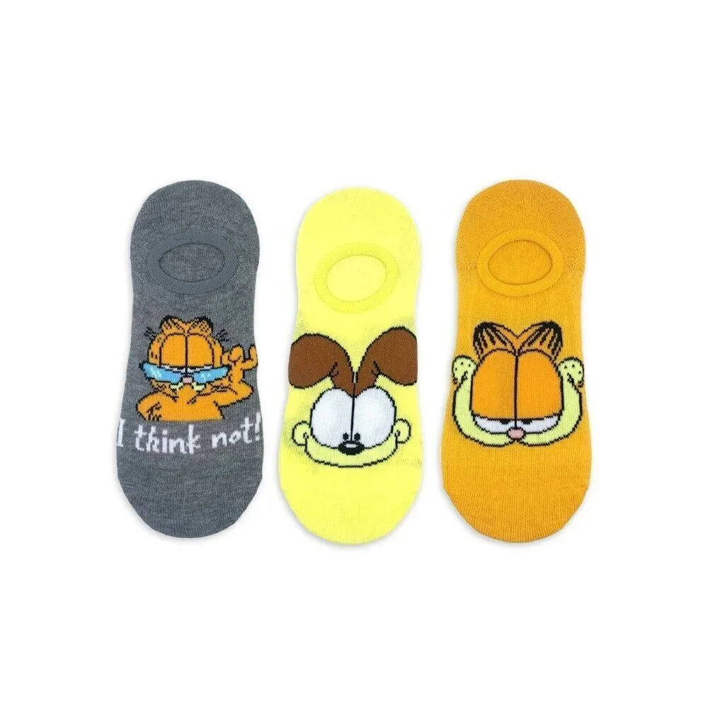 NEW 3 Pairs Garfield Stay Put Liner Socks Women's Shoe Size 4-10 Lot Odie